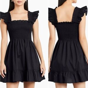 Hill House Home Elizabeth Nap Dress In Cotton Poplin Black Smock New Size XS